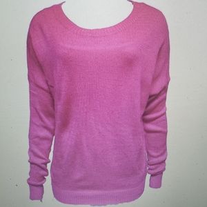 Bear Dance Sheer Lace Back Sweater New Pink